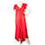 Emanuel Ungaro "fuschia" Robe de cocktail asymétrique rouge longueur mollet 40 Viscose  ref.399568