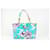 Chanel Bolso shopper azul con estampado floral  ref.400459