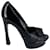 Palacio de Yves Saint Laurent 105 Zapatos de salón con punta abierta en charol negro Cuero  ref.401301