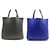 Double sens Hermès BORSA A MANO SENSE foderata HERMES 36 BORSA SHOPPER IN PELLE BLU E GRIGIA CLEMENCE