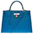 Hermès Exceptional Hermes Kelly bag 35 cm shoulder strap in Mykonos blue Epsom leather , gold plated metal trim  ref.402343