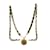 Chanel or noir CC médaillon charme cuir à travers chaîne ceinture collier Doré  ref.402467
