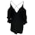 Iro Lebeca Schulterfreies Minikleid mit Wickeleffekt aus schwarzem Polyester  ref.403593