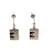 Boucles d'oreilles pendantes pendantes en argent et noir Cambon CC matelassées Chanel Métal Argenté  ref.406176