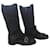Chanel black leather fur trim boots EU37  ref.406870