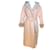 Abrigo Fendi de lana color topo con capucha y puños de visón Blanco Crudo  ref.410107