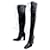 YVES SAINT LAURENT SHOES LACE-UP THIGH BOOTS 39 BLACK LEATHER BOOTS  ref.411078