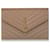 Yves Saint Laurent YSL Braune Umhängetasche aus Leder mit Monogramm Chevron-Umschlag Beige Kalbähnliches Kalb  ref.411491