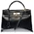 Hermès Exceptional Hermes Kelly bag 32 black box leather shoulder strap, gold plated metal trim  ref.411714