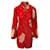 Ganni Minikleid mit Blumenmuster aus rotem Polyester  ref.411962
