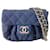 Corrente Chanel em volta da bolsa Azul Couro  ref.412312