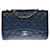 Classique Le Classieux Sac bandoulière Chanel Timeless Jumbo Flap bag en cuir grainé matelassé marine, garniture en métal argenté Bleu Marine  ref.412337