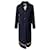 Christian Dior Logo Detail Herringbone Coat in Blue Wool Black Cotton  ref.412383