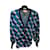 Gucci Lamé Jacquard Cardigan With Geometric G In Blue And Silver Viscose Metal  ref.413742