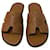 Hermès sandálias de couro de avestruz hermes Izmir novo Marrom  ref.413804