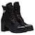 Prada Brushed Leather and Nylon Laced Booties Black  ref.413813