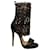 Oscar de la Renta Charlotte Laser Cut Sandals 120 in black leather  ref.413850