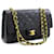 Chanel 2.55 aleta forrada 10"Bolsa de Ombro em Corrente Pele de Cordeiro Preta Preto Couro  ref.414203