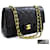 Chanel 2.55 gefütterte Klappe 10"Chain Shoulder Bag Black Lambskin Schwarz Leder  ref.414204