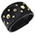 MCM Black Calf Hair Gold Swarovski Stud Leather Cuff Bracelet Leatherette  ref.415116