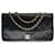 Rare & Exceptionnel Sac bandoulière Chanel Classique Jumbo Flap bag en cuir d'agneau matelassé noir avec 2 liserés blancs sur le dessus et au dos, garniture en métal doré  ref.415422