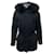 Maje Long Down Jacket with Fur Trim Hoodie in Blue Nylon Polyamide  ref.415502