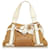 Céline Celine Brown Canvas Handbag White Leather Cloth Pony-style calfskin Cloth  ref.417209