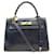Hermès VINTAGE SAC A MAIN HERMES KELLY 28 RETOURNE BANDOULIERE CUIR BOX BLEU BAG Bleu Marine  ref.418715