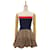Hermès [Gebraucht] HERMES Made in Italy in der 70's Vintage Strick-Flare-Kleid mit nacktem Oberteil S Braun Marineblau Wolle  ref.418965