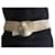 Autre Marque suede belt with mother-of-pearl buckle Beige  ref.419494