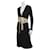 Diane Von Furstenberg Robe vintage DvF Obi en noir et or Rayon Doré  ref.419898
