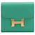 Hermès Portefeuille compact Hermes vert Epsom Constance Cuir Métal Veau façon poulain Doré  ref.420063