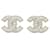 Chanel Diamantes de imitación plateados con tachuelas CC medianas Plata Metal  ref.421359