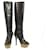 MARNI Black Leather Platform Knee Height Boots Wooden Heels square front 36  ref.422617