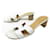 Hermès HERMES OASIS H SHOES071002Z02405 38.5 LEATHER MULES SANDALS White  ref.423306