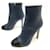 NEW CHANEL G SHOES33306 BLACK BLUE TWO-TONE LEATHER ANKLE BOOTS SHORT BOOTS Navy blue  ref.423348