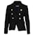Balmain lined Breasted Blazer with Gold Buttons in Black Cotton  ref.423632