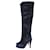 Chanel Schwarze Overknee-Stiefel mit Absatz aus Wildleder und Textil Mehrfarben Leinwand  ref.426547