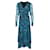 Ganni Floral Print Mesh Wrap Dress in Blue Polyamide Nylon  ref.428417