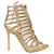 Gianvito Rossi Sandali stringati a gabbia in pelle dorata D'oro Metallico  ref.428524