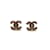 Chanel Gold Crystals CC Enamel Stud Earrings Golden Metal  ref.429242