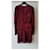 VESTIDO DE BORGONHA YVES SAINT LAURENT MINI SEDA E VELUDO COM IMPRESSÃO DE LEOPARDO Vermelho  - vista 3