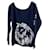 Pull en cachemire bleu CHANEL Imprimé Lion  ref.429892