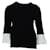Valentino Top de manga comprida com punhos brancos em viscose preta Preto Fibra de celulose  ref.430374