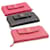 Saffiano PRADA Safiano Leather Zip Around Long Wallet 3Set Black Pink Auth ar5240  ref.432799