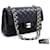 Chanel 2.55 lined Flap Silver Chain Shoulder Bag Black Lambskin Leather  ref.433276