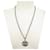 NEUF COLLIER CHANEL LOGO CC 63 CM PENDENTIF METAL ARGENTE & PERLES NECKLACE Métal Argenté  ref.437085