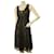 Azzaro Black Floral Lace Sleeveless Knee Length Cocktail Evening dress sz 38 Cotton  ref.438963