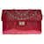 : The very spacious Chanel bag 2.55 Maxi in red quilted leather, Garniture en métal argenté  ref.440053