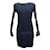 NEW CHANEL P DRESS44557 S 36 IN NAVY BLUE WOOL QUILTED NAVY DRESS  ref.440888